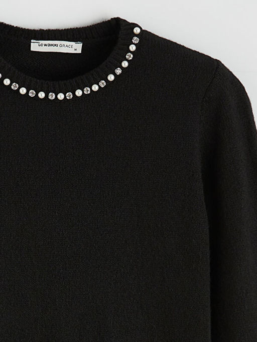 Bisiklet Yaka Ta?l? Kad?n Triko Kazak