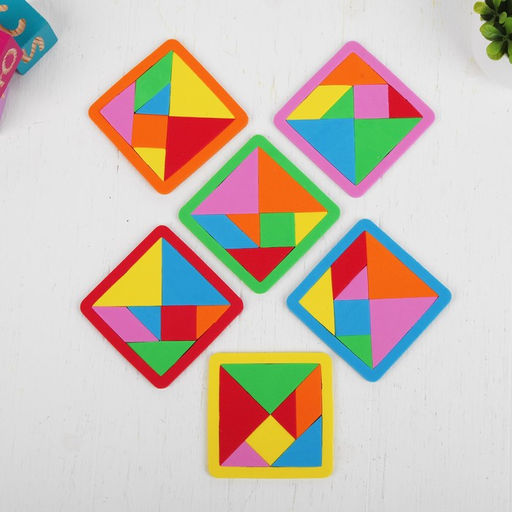 Цена за 3 шт. Головоломка «Танграм» 9×9 см, МИКС