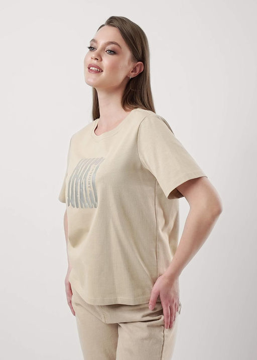 CLE Футболка жен. 256682кдт_п бежевый - Clever wear фото 2