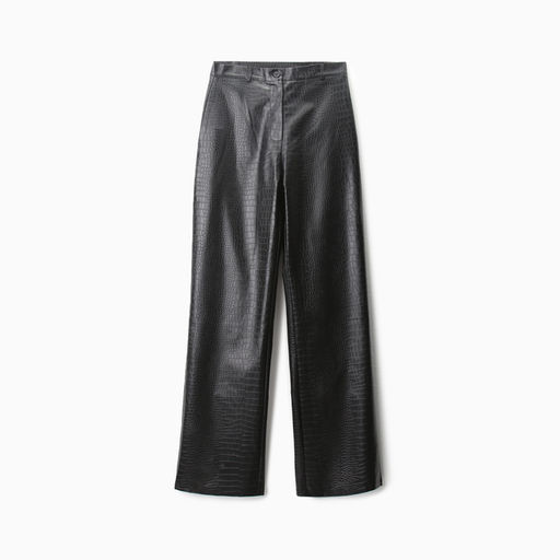 Брюки женские из экокожи прямые MINAKU: Eco leather, чёрные, размер 42