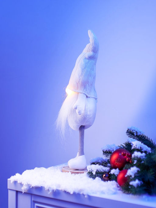 Фигура текстиль «Гном в белом» 55 см, 1 LED, от батареек AG13×3, свечение тёплое белое