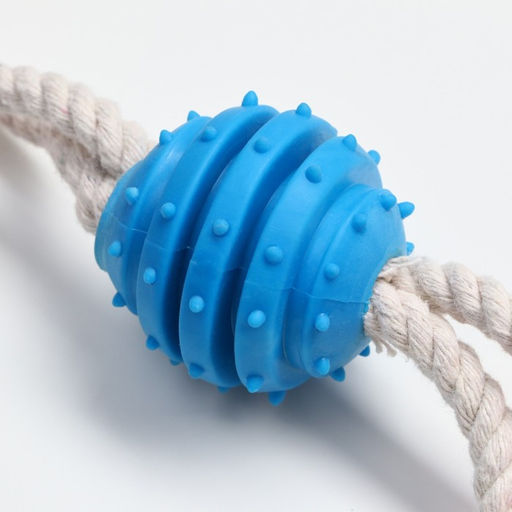 Игрушка канатная с жевательными элементами 2 шипастых кольца, до 29 см, до 120 г, микс - Пижон фото 4