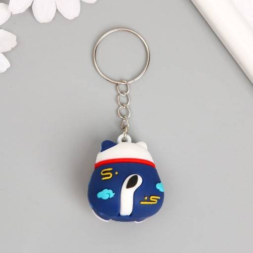 Цена за 12 шт. Брелок для ключей на кольце «Котик удачи», резина, 4×3.3 см, МИКС