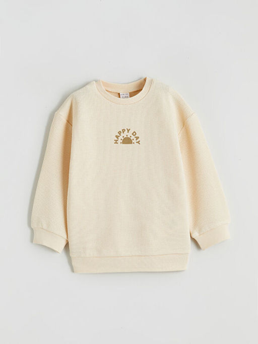 Bask?l? Erkek Bebek Sweatshirt