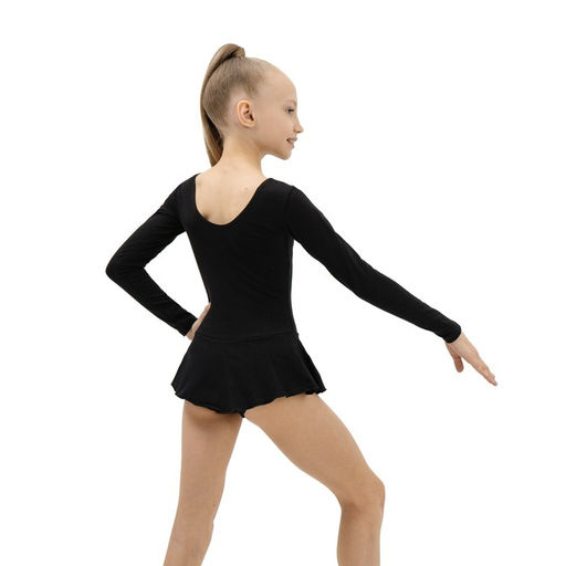 Купальник гимнастический Grace Dance, с юбкой, с длинным рукавом, р. 38, цвет чёрный  фото 4