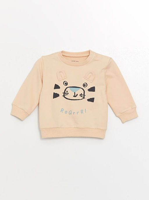 Bask?l? Erkek Bebek Sweatshirt