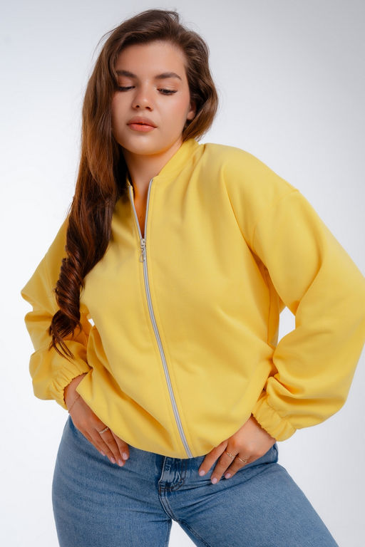 Бомбер из коттон фита жёлтый - Амадэль фото 18