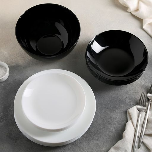 Набор столовый ДИВАЛИ черно-белый 19пр