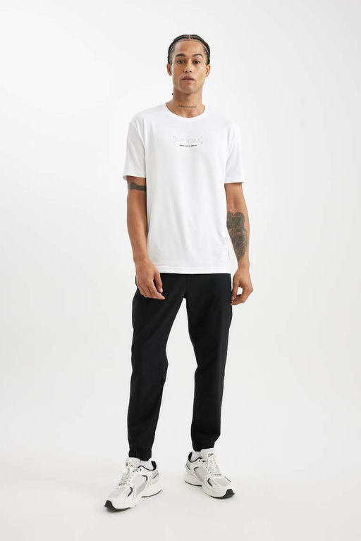 DeFactoFit Стандартная футболка с круглым вырезом и короткими рукавами с принтом  фото 2