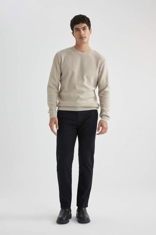 Брюки-чиносы прямого кроя из габардина с карманом на молнии и парусиновой тканью стандартного кроя - Defacto фото 7