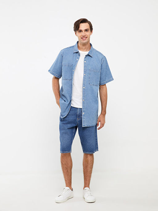 Rahat Kal?p K?sa Kollu Erkek Jean G?mlek