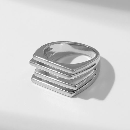 Кольцо металл Тренд полосы, цвет серебро, размер 17 - Qf фото 2