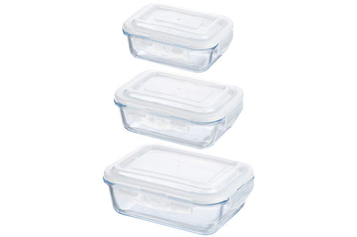 Набор 3 прямоугольных контейнеров 360 мл, 600 мл, 1000 мл с пластик. крышк. с защел., с сил.уплотн Elan Gallery