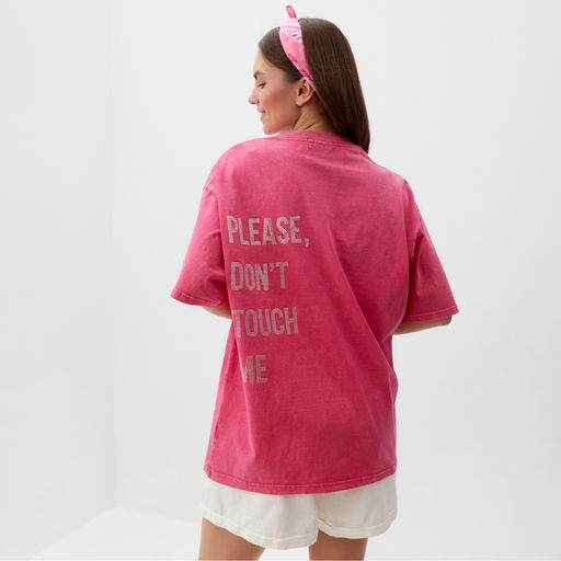 Футболка из вареного хлопка женская Mist Don&apos;t touch me, размер M, розовая
