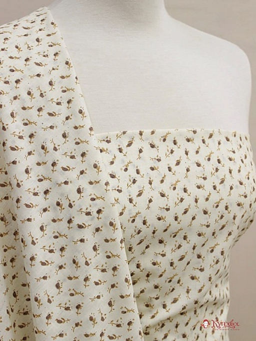 Импорт. хлопок (ситец) Маленькие бутончики цв.коричневый, ш.1.55м, хлопок-100%, 80гр/м.кв - Купава фото 5