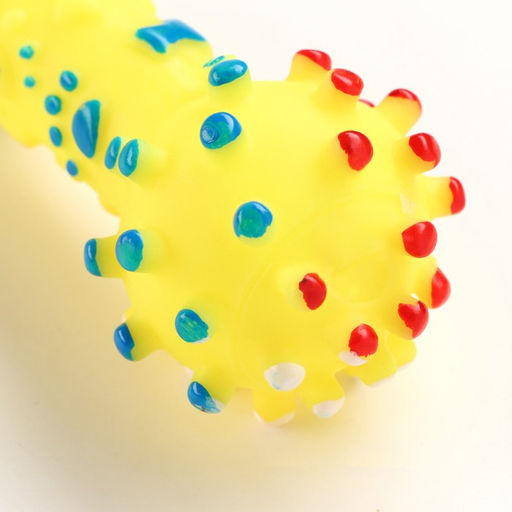 Игрушка пищащая Гантель малая для собак, 12,5 см, жёлтая - Пижон фото 3