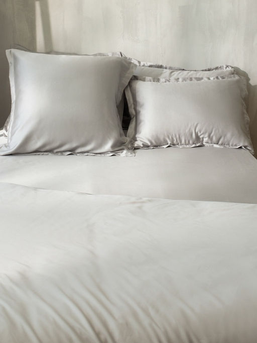 Простыня на резинке 2-спальная SL Home Tencel, 180×200+30 см, светло-серая, тенсель