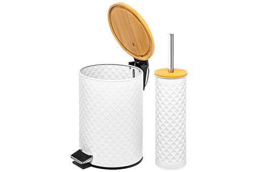 Набор - ведро с педалью 3 л 20*17*25 см + Держатель с ершиком 9,5*9,5*38 см Белый, металл - Elan gallery фото 7