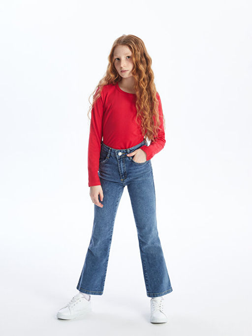 Bisiklet Yaka Basic Uzun Kollu K?z ?ocuk Ti??rt