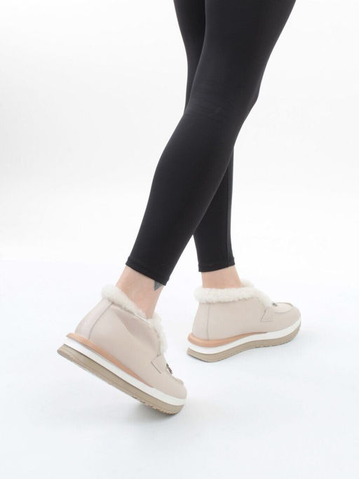 04-5520-6 BEIGE Ботинки зимние женские (натуральная кожа, 100% шерсть)