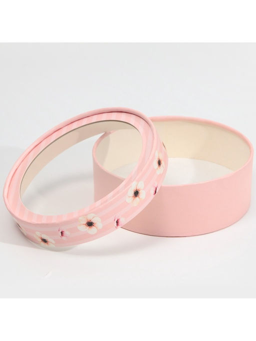 Коробка для макарун, кондитерская упаковка тубус с окном, «Цветы» 16 х 16 х 5 см