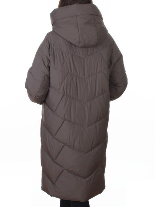 A621 GRAY/BROWN Пальто зимнее женское (200 гр. холлофайбер)