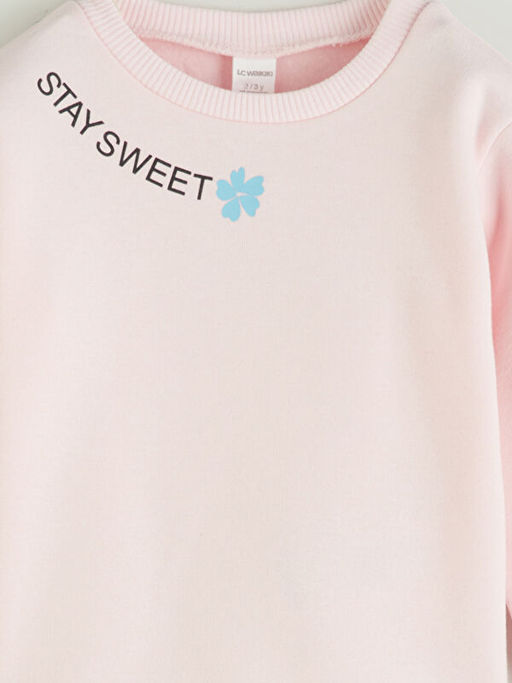 Bisiklet Yaka Bask?l? K?z ?ocuk Sweatshirt
