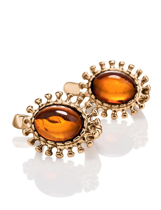 Красивые серьги из серебра в позолоте с натуральным янтарём Ловина, 910105169