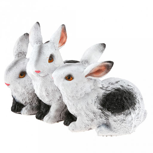 Скульптура-фигура для сада из полистоуна "Зайчата трио" h15см (Россия)