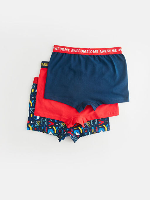 Bask?l? Pamuklu Erkek ?ocuk Boxer 3l? - Waikiki фото 2