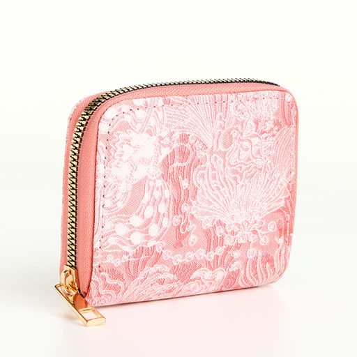 Кошелёк на молнии женский, маленький, три отделения, розовый
