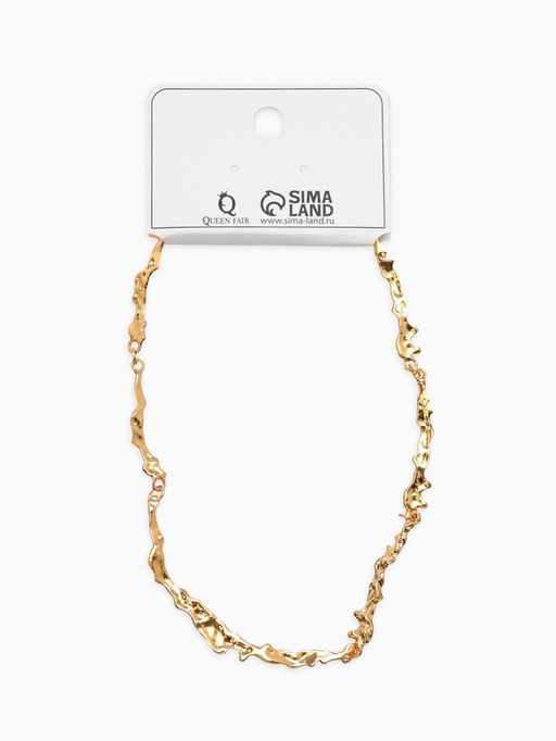 Колье Мятое тонкое, 35 см, цвет золото