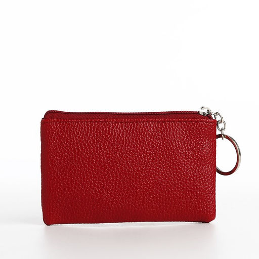 Ключница-кошелёк на молнии, с кольцом, размер 12×1×7.5 см, красная