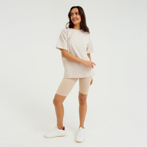Футболка женская MINAKU OVERSIZE FIT, бежевый меланж, размер 50