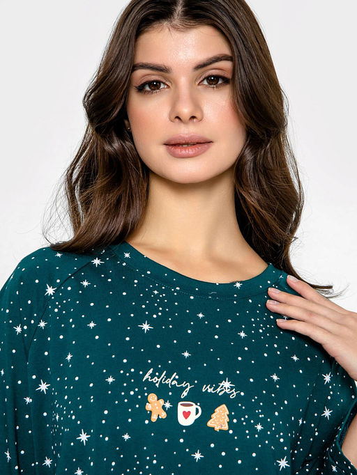 Сорочка ночная женская в зеленом цвете со звездочками - Mark formelle фото 4