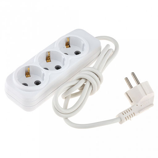 Удлинитель сетевой 1,5м, 3 гнезда, с заземлением (Россия)