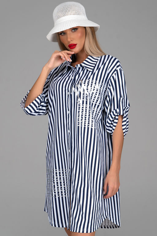 Платье  рубашка Молли (крупная полоска) - Эльза фото 21