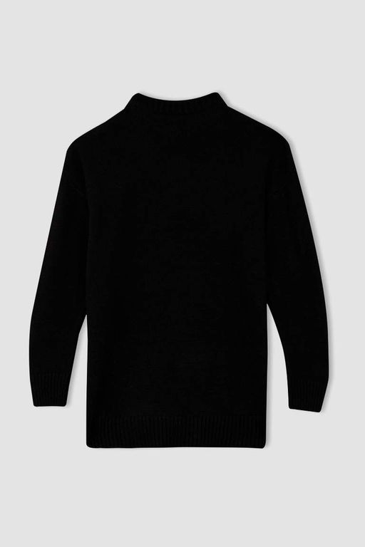 Свитер-туника с полуводолазкой свободного кроя - Defacto фото 8