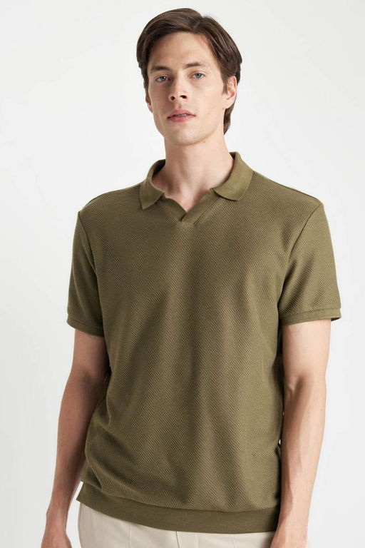 Regular Fit K?sa Kollu Orgu Gorunumlu Polo Tisort - Defacto фото 2