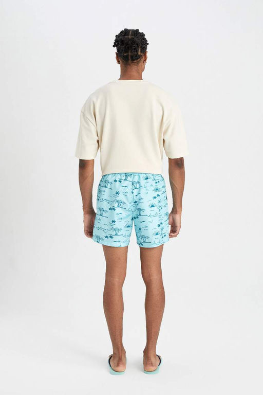 Короткие шорты для плавания на сетчатой подкладке с рисунком - Defacto фото 7