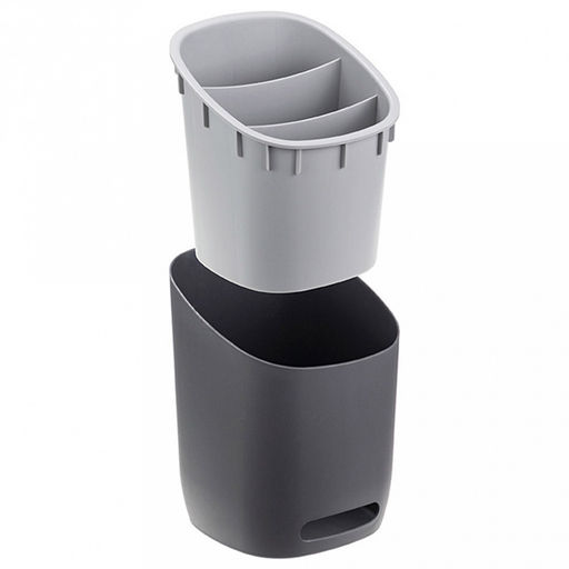 Подставка для столовых приборов пластмассовая "Изли" 12,5х12,5х17см, 3-х секционная, графитовый (Россия)