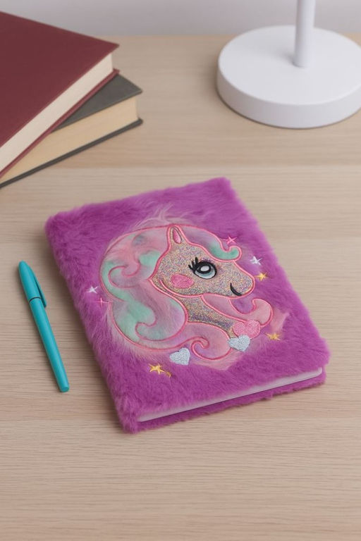 Блокнот плюшевый "Beautiful unicorn", pink mix, 15х21 см, плотность 80 гр.