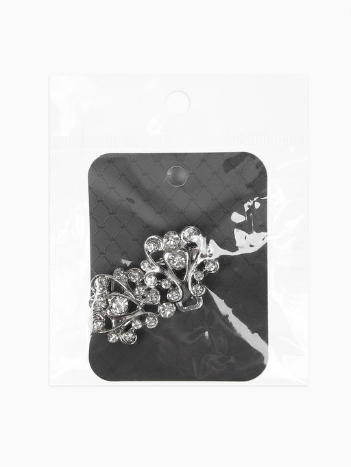 Зажим для кардигана "Ажур", завитки, цвет белый в серебре