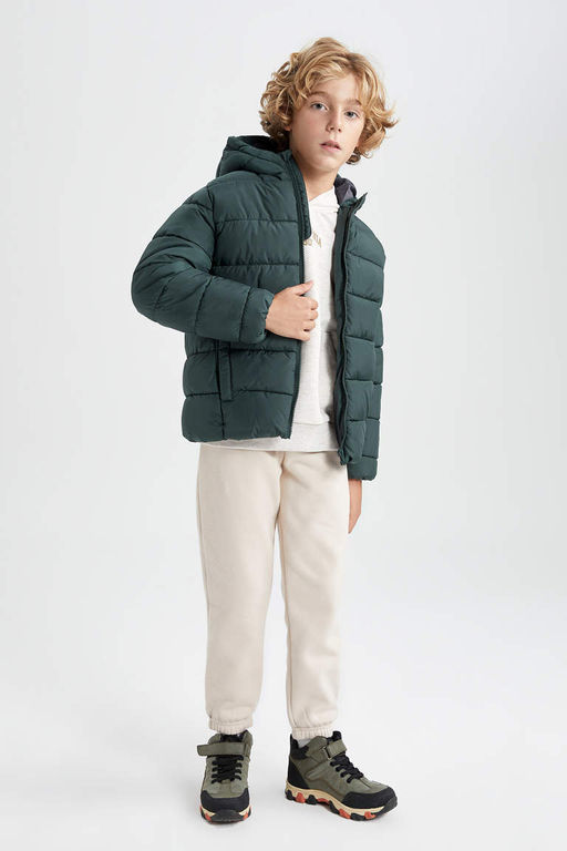 Базовая куртка-пуховик с водоотталкивающим капюшоном для мальчиков - Defacto фото 6