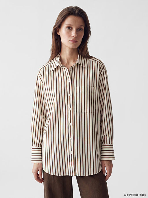 ?izgili Oversize Poplin Kad?n G?mlek Tunik