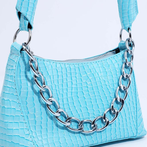 Сумка-багет на молнии, цвет голубой - Simaland фото 4