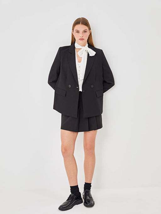 D?z Uzun Kollu Kad?n Blazer Ceket