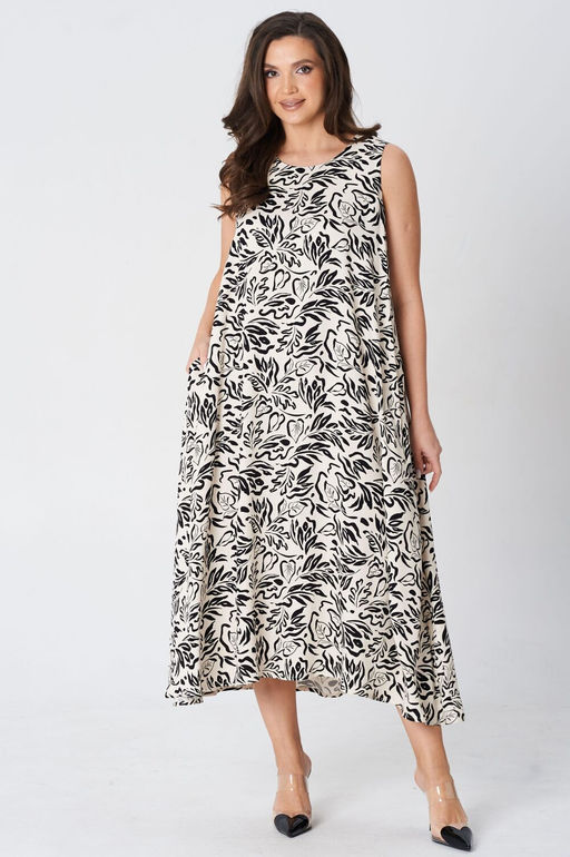 Платье Lenata 16492 черно молочный