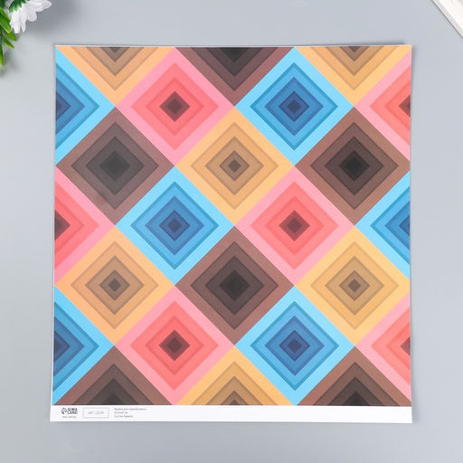 Цена за 5 шт. Бумага для скрапбукинга двусторонняя «Яркая геометрия», плотность 180 г, 30.5×32 см