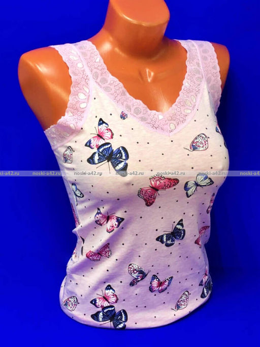 Цена за 1 шт. Майки женские Miss Emma Турция Кружево Бабочки розовые